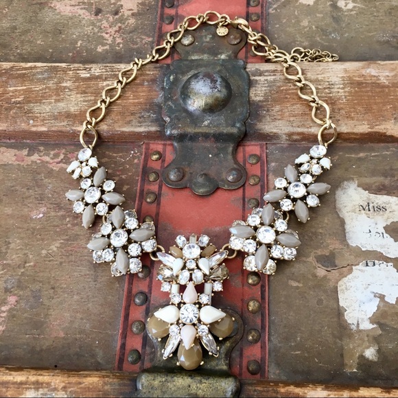 J. Crew Statement Necklace Rhinestone Neutrals - Picture 3 of 5